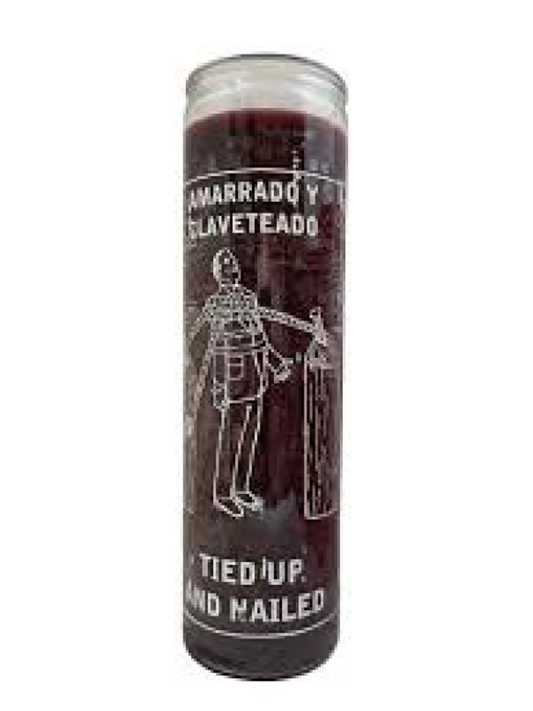 Amarrado y Claveteado (Tied Up and Nailed) 7-Day Spiritual Candle 8 ounces