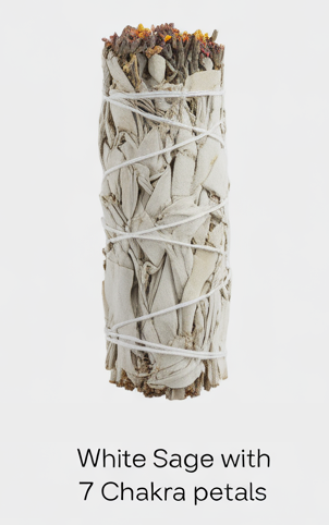 WHITE SAGE WITH 7 CHAKRA PETALS